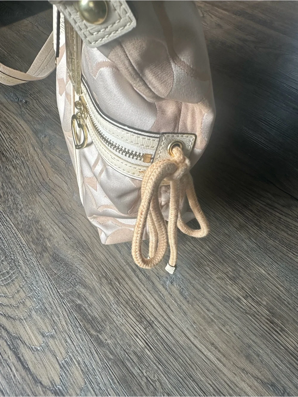Vintage Coach Poppy Cinch Satchel Cream Beige Canvas Y2K Coquette